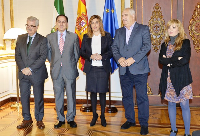 Reunión del presidente de la CEA y los secretarios generales de los sindicatos con la presidenta de la Junta de Andalucía